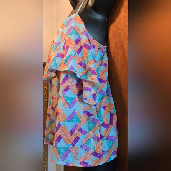 Charlotte Russe Colorful Flirty Geometric Women's Top SzS - Picture 4 of 7